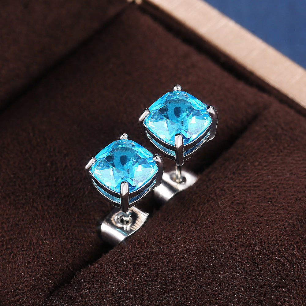 Fashion All-match Square Zircon Women's Earrings - FASHIONKULTUR