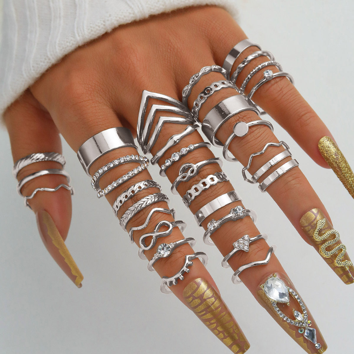 Ring Female Niche Senior Knuckle Ring 23 Pieces Suit - FASHIONKULTUR