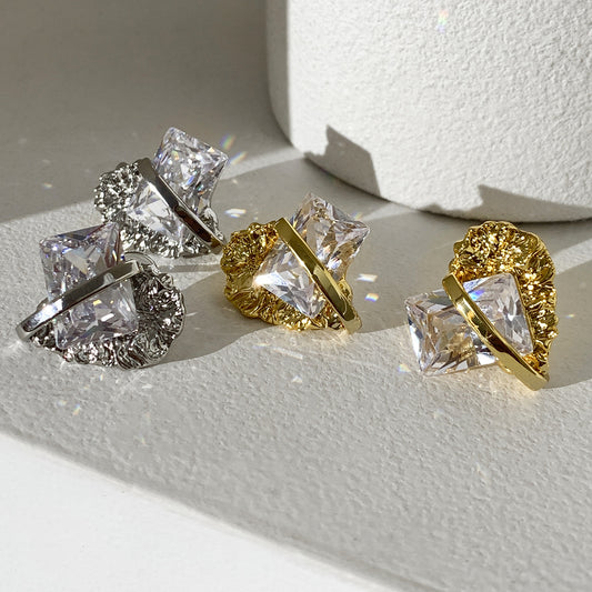 Design Irregular Lava Binding Gem Earrings - FASHIONKULTUR