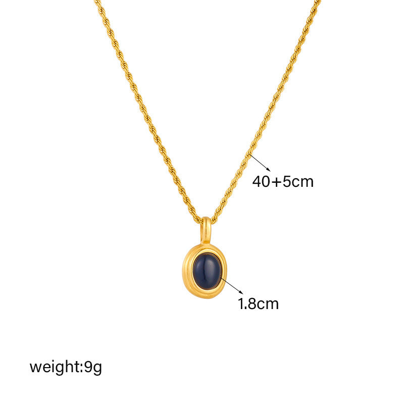 Black And White Gemstone Premium Temperamental Cold Style Metal Vintage Hemp Flowers Chain Necklace - FASHIONKULTUR