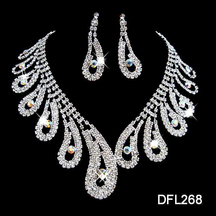 The New All-match Bride Bride Wedding Accessories Wholesale Diamond Suit Set Big Chain Necklace Set Wholesale - FASHIONKULTUR