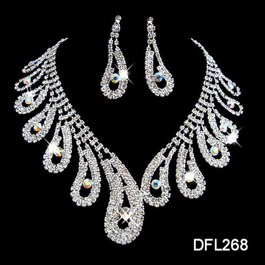 The New All-match Bride Bride Wedding Accessories Wholesale Diamond Suit Set Big Chain Necklace Set Wholesale - FASHIONKULTUR