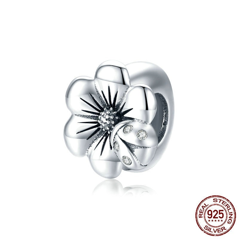 S925 Silver Flower Silicone Positioning Spacer Beads Temperament Girl Diy All-match Jewelry Accessories - FASHIONKULTUR