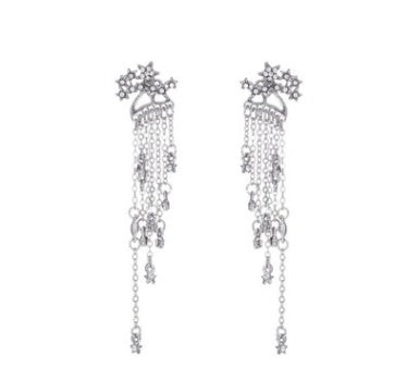 Shining Star Tassel Earrings Back Hanging Exquisite Earrings - FASHIONKULTUR