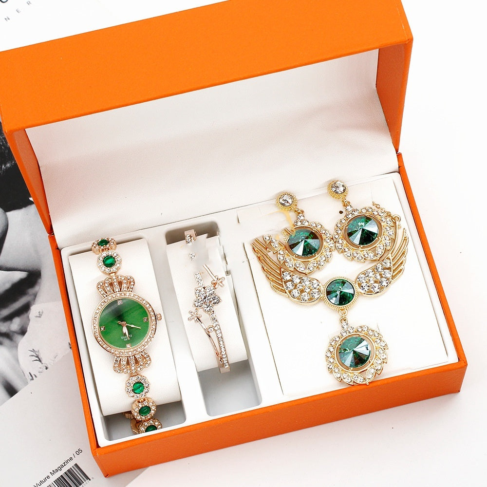 Women's Diamond Crown Watch Bracelet Jewelry Wings Necklace - FASHIONKULTUR