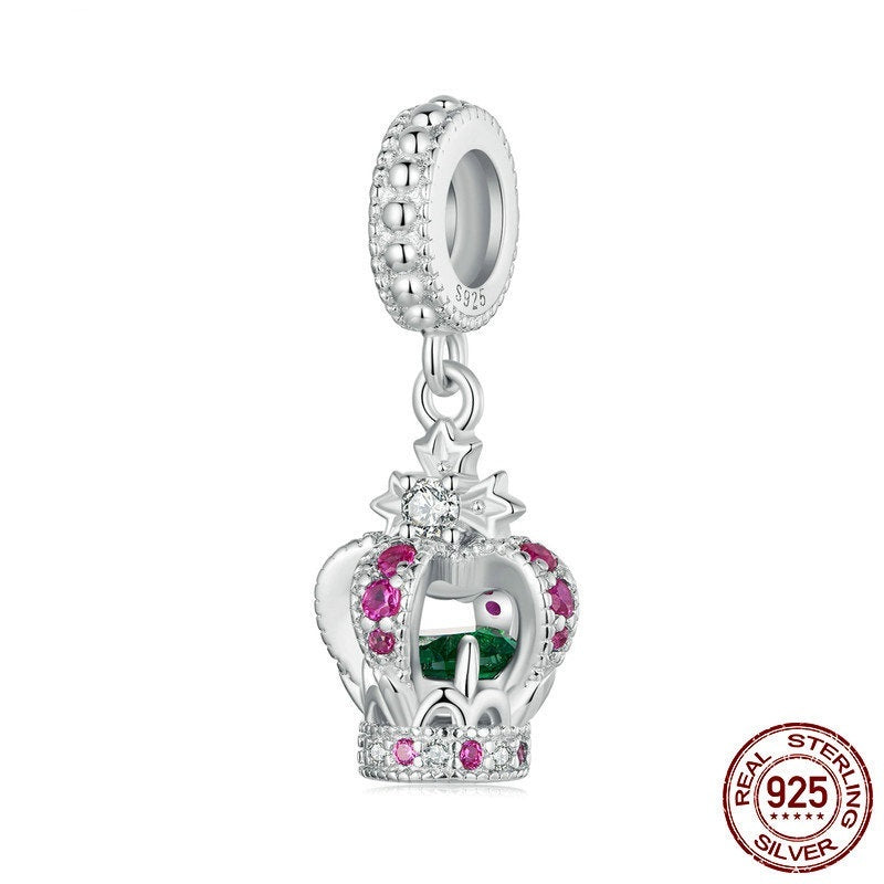 Original Exquisite Crown Pendant S925 Sterling Silver Plated Platinum String - FASHIONKULTUR