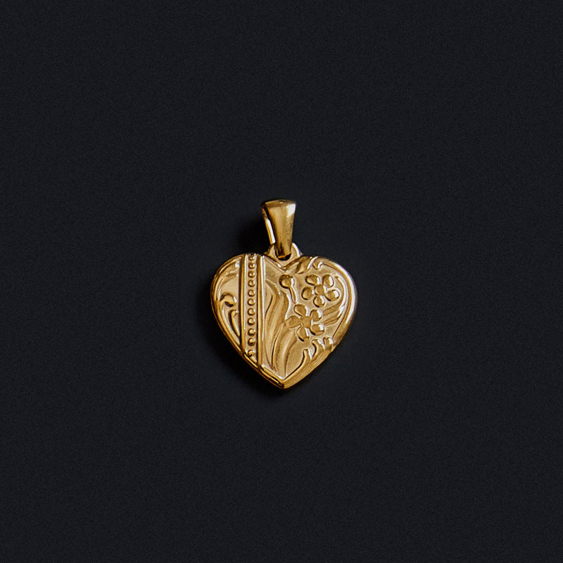 Portrait Coin Cross Peach Heart Angel Retro Pendant - FASHIONKULTUR