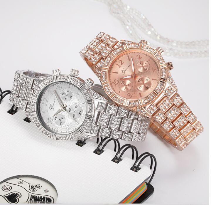 Women Crystal Quartz Analog Wrist Watch Fashion Stainless Steel Geneva Luxury Reloj Hombre Montre Femme Sport Watches - FASHIONKULTUR