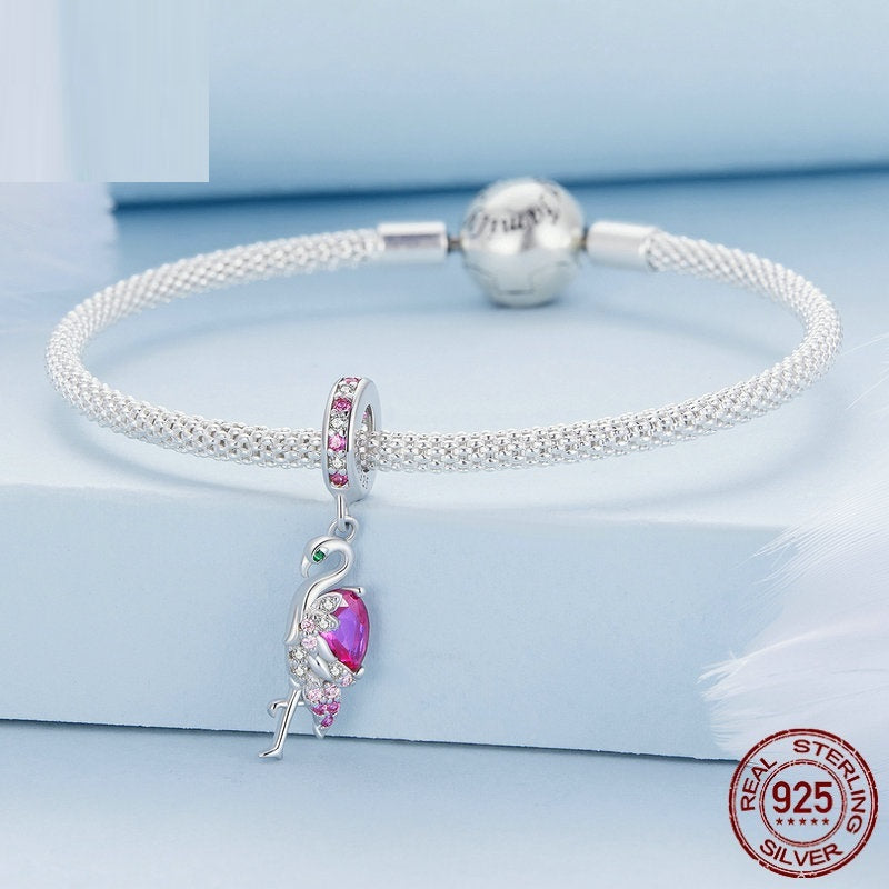 S925 Cute Flamingo DIY Loose Bead Jewelry Beads - FASHIONKULTUR