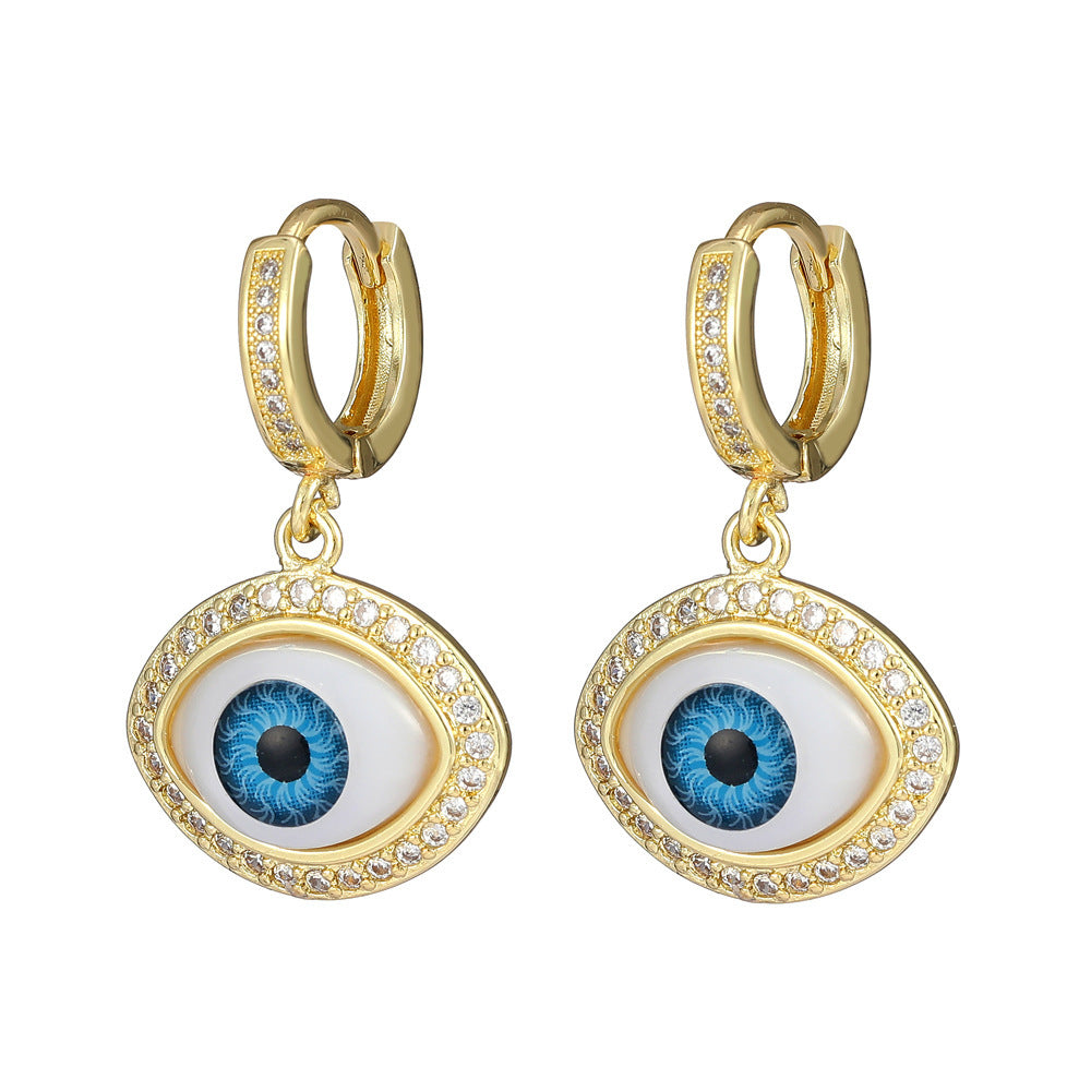 Personalized Blue Eye Color Preserving Bronze Micro Set Earrings - FASHIONKULTUR