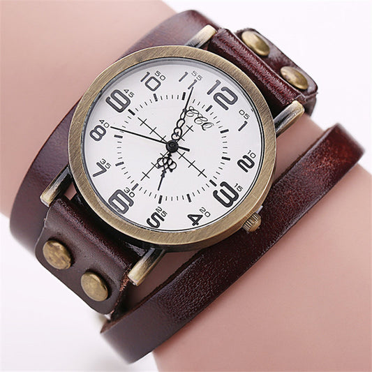 CCQ Vintage Leather Bracelet Watch Antique Women Wrist Watch Casual Ladies Quartz Watch Relogio Feminino 1347 - FASHIONKULTUR