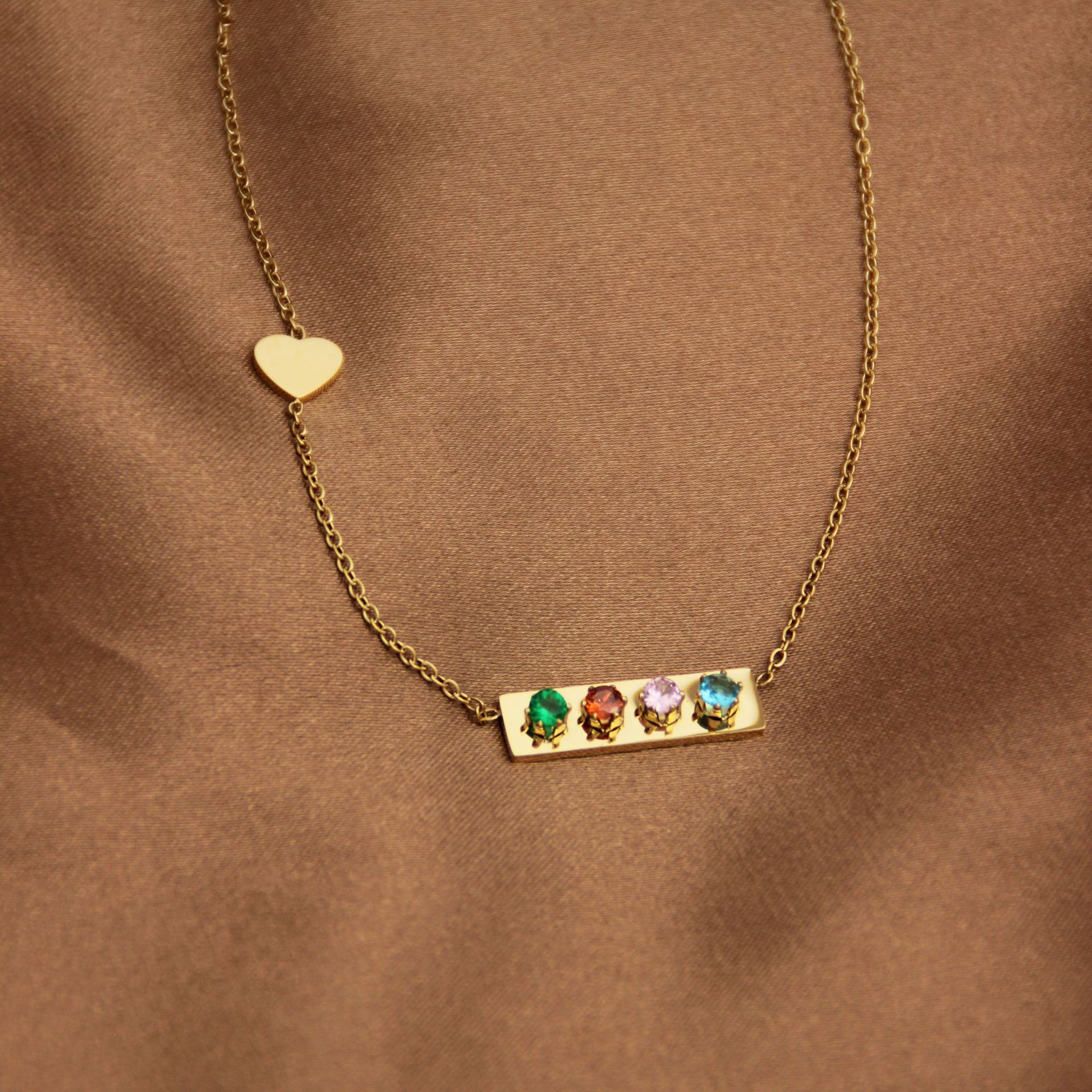 Titanium Steel Necklace Female 18K Color Zircon - FASHIONKULTUR