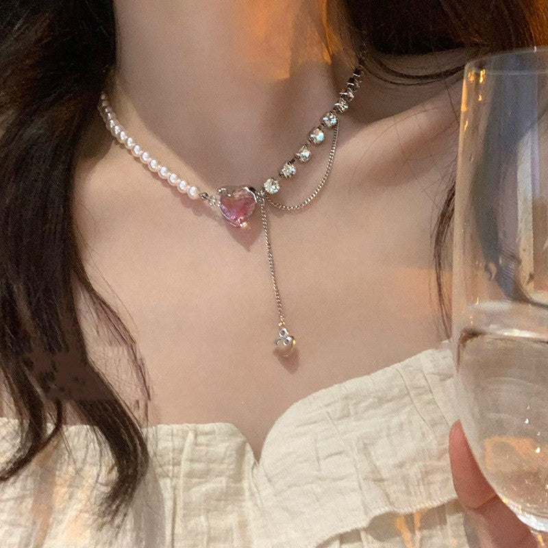 Love Pearl And Diamond Tassel Patchwork Necklace For Women - FASHIONKULTUR