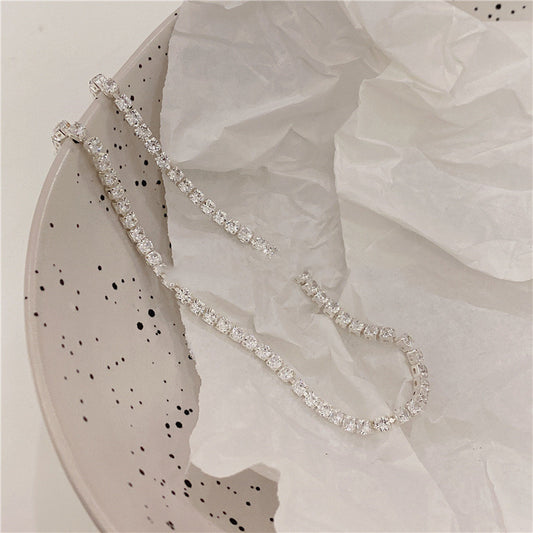 Vintage Silver Rhinestone Titanium Steel Necklace Girly Silver - FASHIONKULTUR