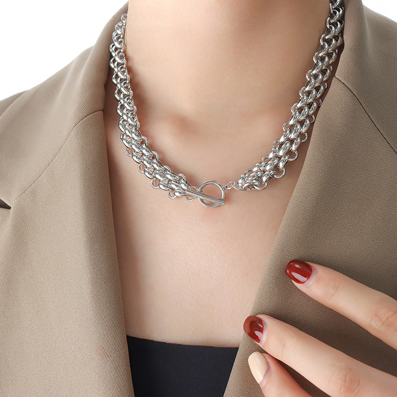 Buckle Design Thick Chain Personalized Necklace Bracelet - FASHIONKULTUR