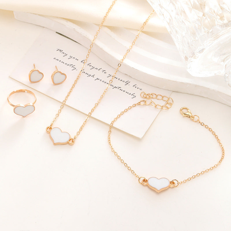 Simple Love Jewelry Women's Fashion Necklace Suit Heart Jewelry Set Gift For Her Fashion Party Jewelry - FASHIONKULTUR