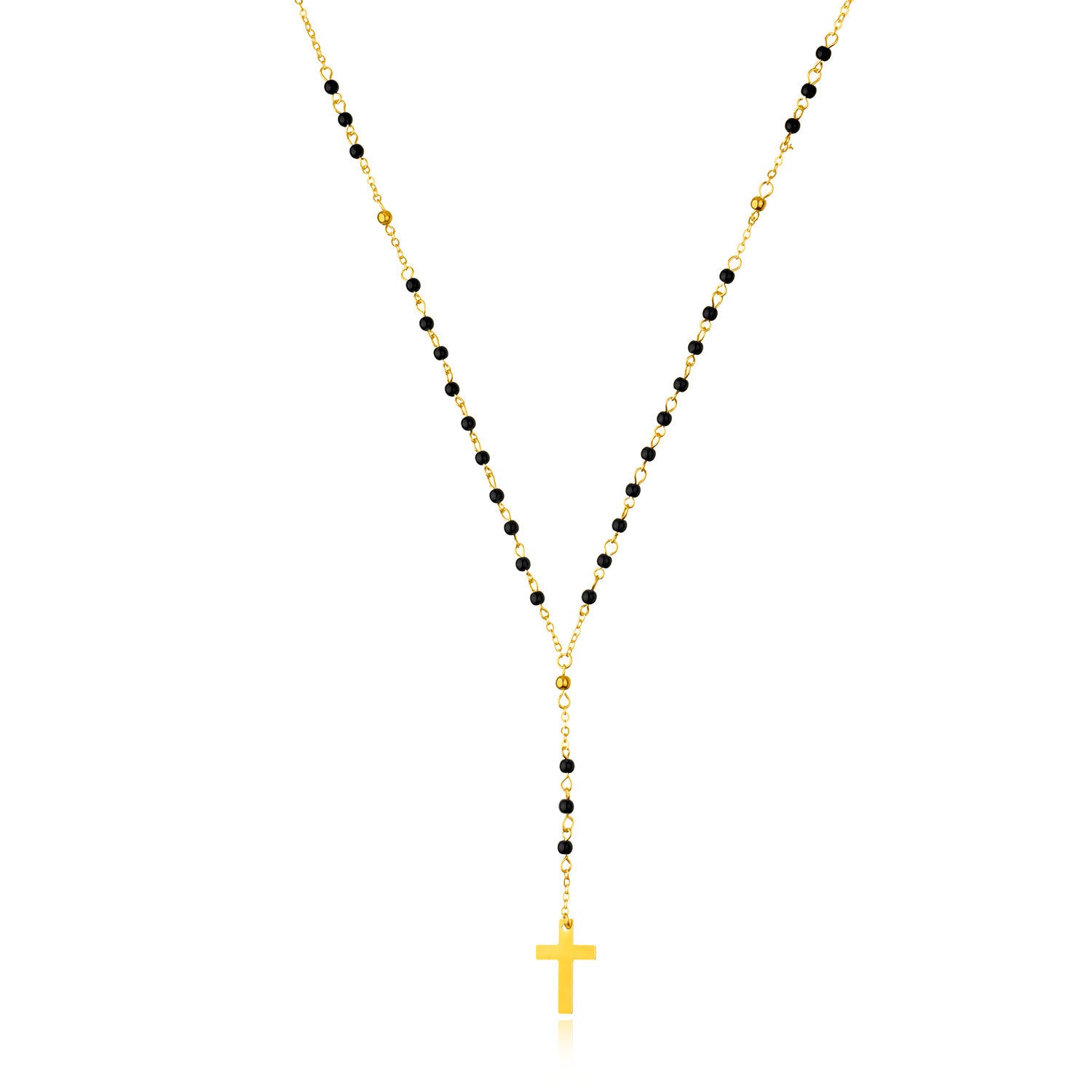 European And American Y-shaped Handmade Beaded Crystal Cross Tassel Long Necklace - FASHIONKULTUR
