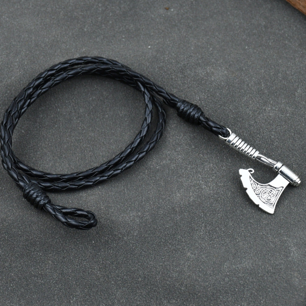 Men's Jewelery Ax Wrap Anchor Viking Leather Bracelet - FASHIONKULTUR