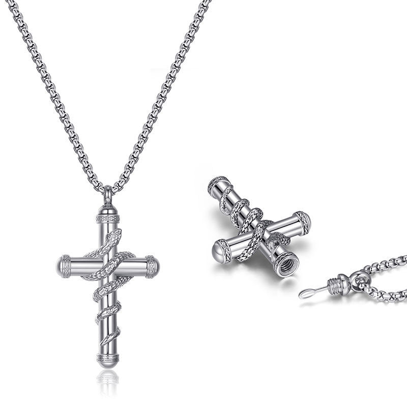 18k Gold Detachable Cross Snake Necklace Fashion Personality Clavicle Chain Necklace For Valentine's Day Loved Memorial Jewelry - FASHIONKULTUR