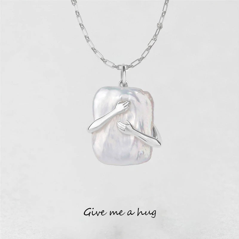 Unique Square Baroque Pearl Couple Pendant Necklace Valentines Day Lover Gift Party Jewelry - FASHIONKULTUR