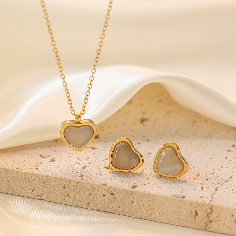 Stainless Steel Necklace Earrings Women's Jewelry Suit - FASHIONKULTUR