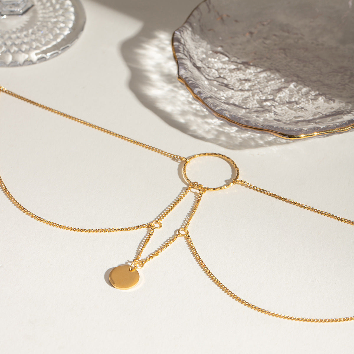 18K Gold Stainless Steel Irregular Geometric Hanging Ring Necklace - FASHIONKULTUR