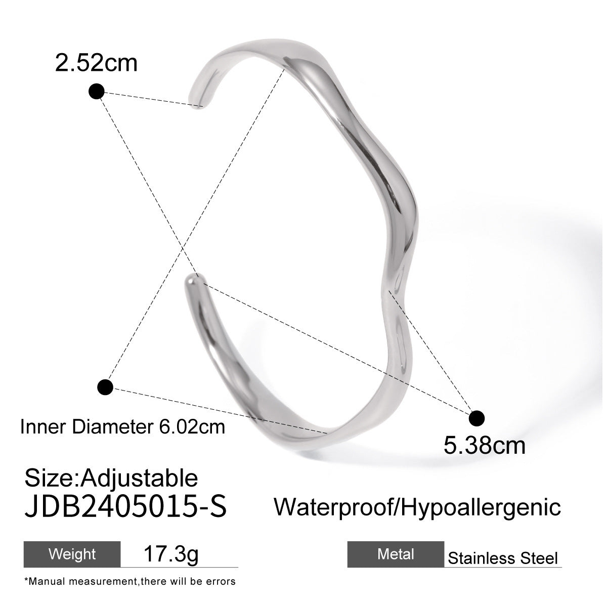 Stainless Steel Irregular Texture Spherical Open-ended Bracelet - FASHIONKULTUR