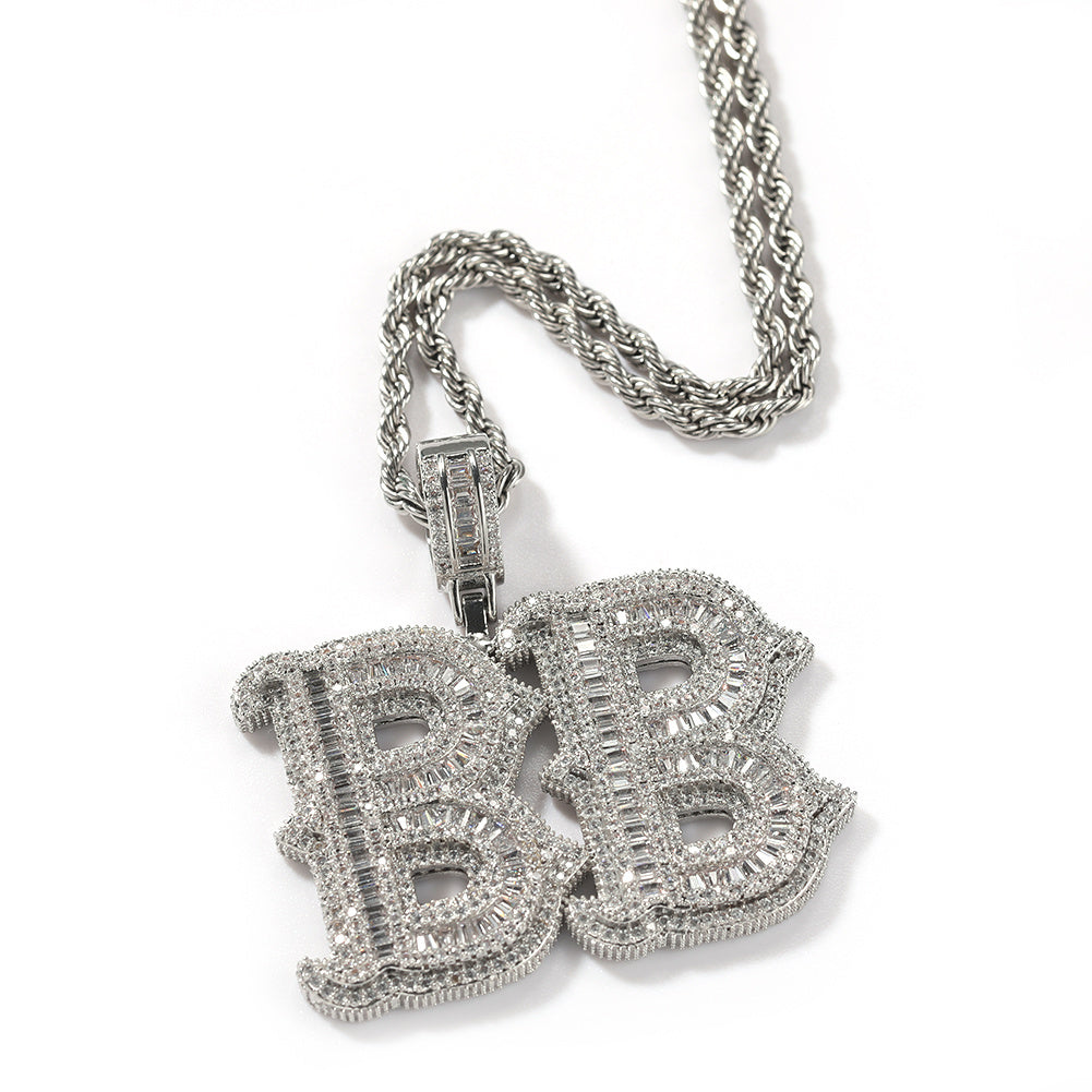 Alphabet Necklace Hip Hop Full Of Diamonds With Spiked Rock Candy Letters - FASHIONKULTUR