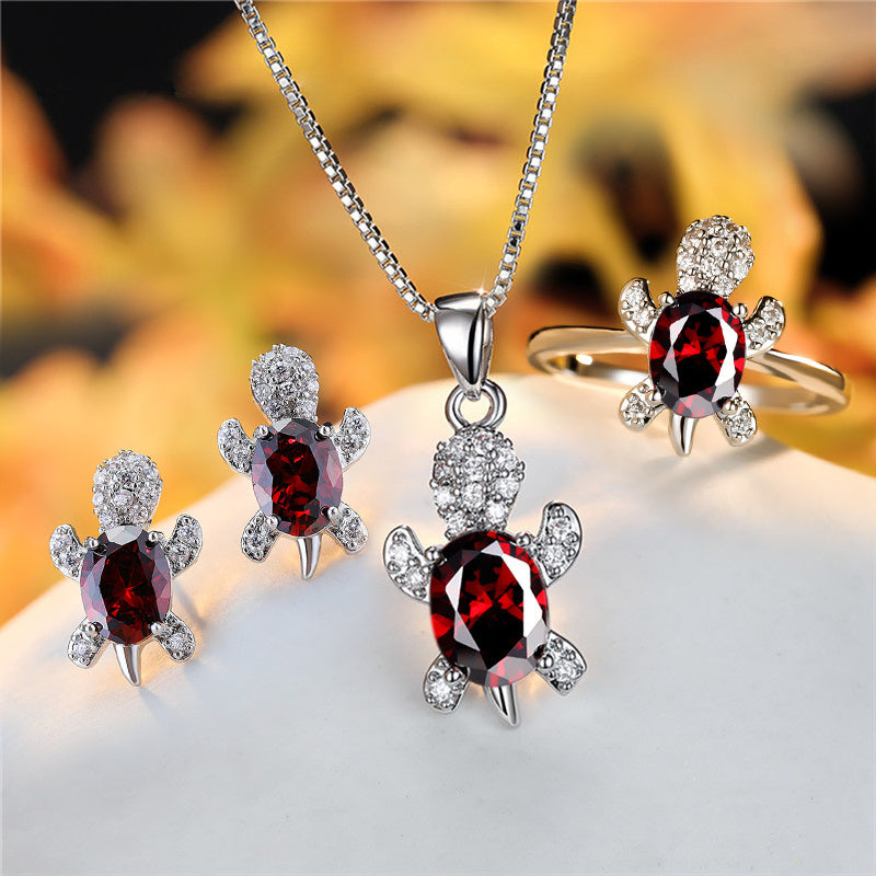 Fashion Oval Zircon Pendant Turtle Shape Necklaces With Rainbow Stone Multicolor Animal Necklace Jewelry For Woman And Children - FASHIONKULTUR