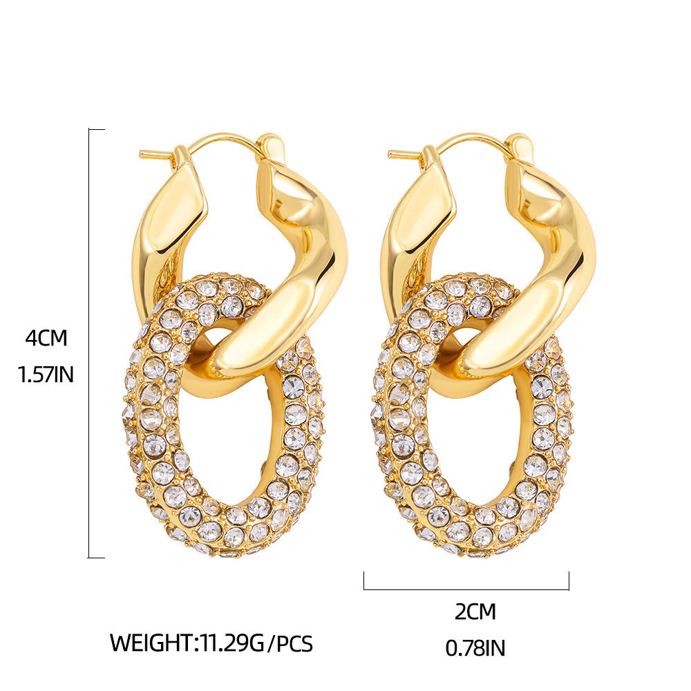 Stainless Steel 18K Gold Plating Twist-knot Earrings With Diamonds - FASHIONKULTUR