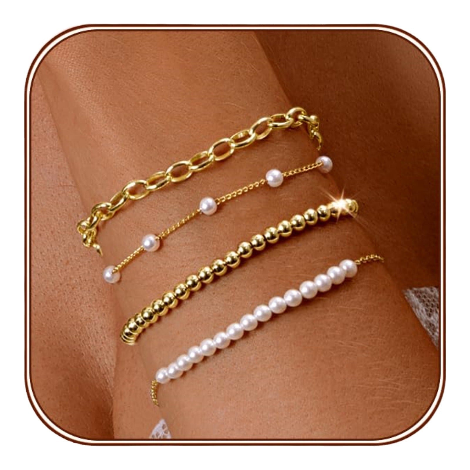 Brass Gold Plating Pearl Chain Women's Suit - FASHIONKULTUR