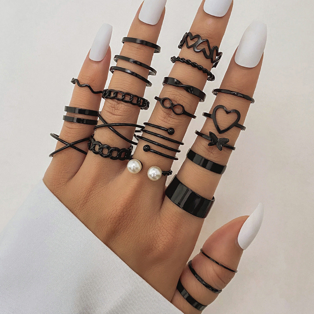 Ring Female Niche Senior Knuckle Ring 23 Pieces Suit - FASHIONKULTUR