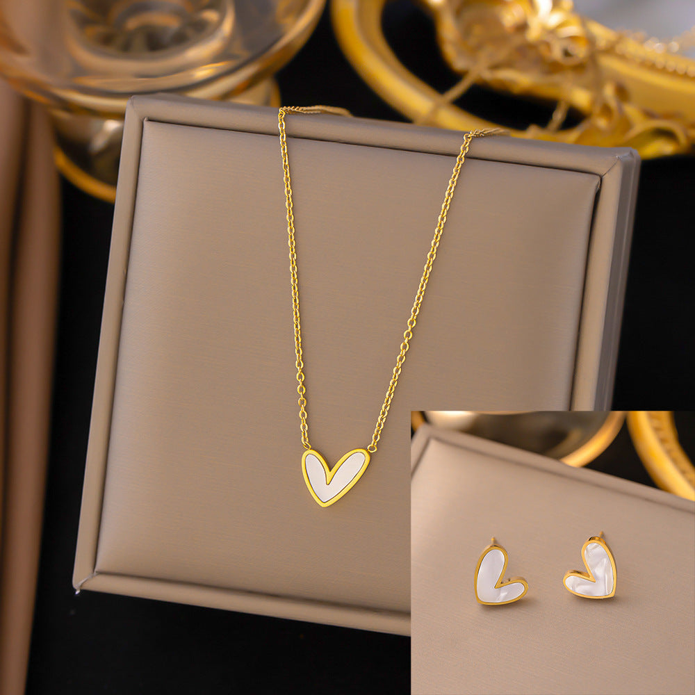 Stainless Steel Necklace Earrings Women's Jewelry Suit - FASHIONKULTUR