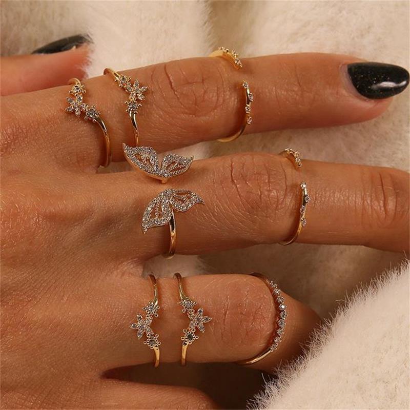 Ring Diamond Butterfly 8-Piece Jewelry - FASHIONKULTUR