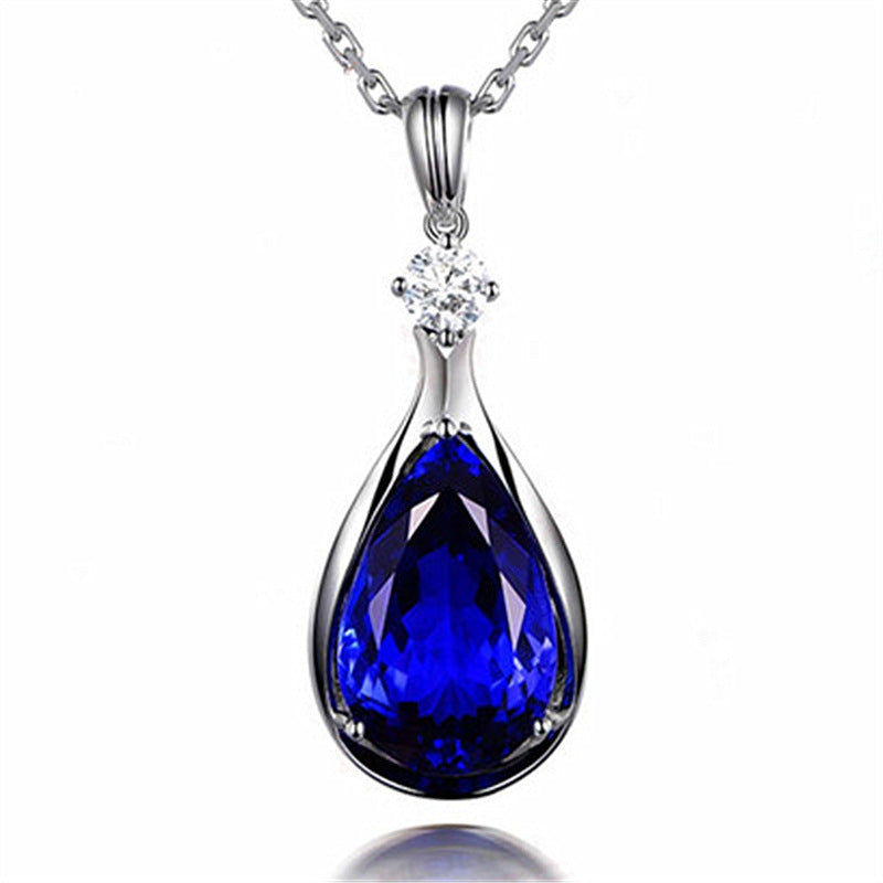 Angel Eyes Blue Crystal Sapphire Tanzanite Pendant Necklaces For Women Jewelry Bijoux Party Fashion Gifts - FASHIONKULTUR