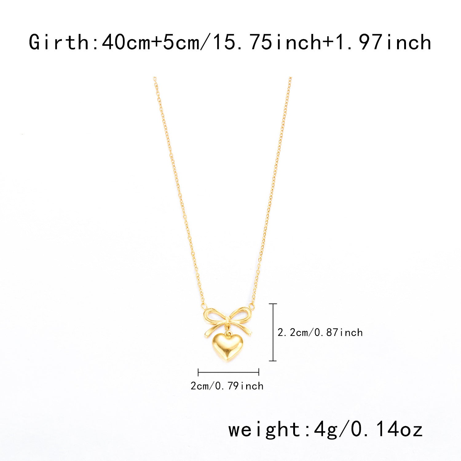 Stainless Steel New Fashion Fine Waterproof Jewelry Love Heart Bowknot Shape Charm Chain Choker Necklaces Pendant For Women Fashion Jewelry - FASHIONKULTUR
