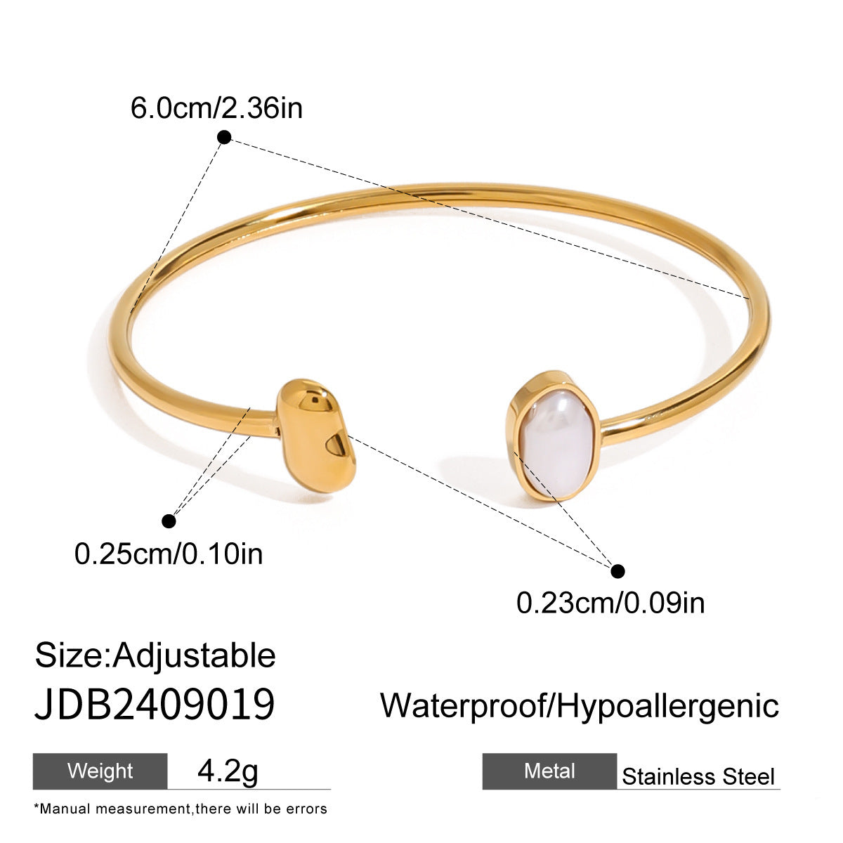 Stainless Steel Irregular Water Drop Open-ended Bracelet - FASHIONKULTUR