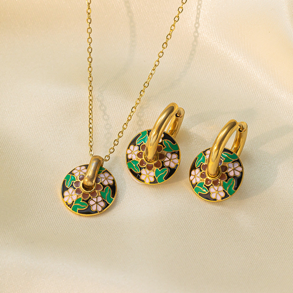Stainless Steel Necklace Earrings Women's Jewelry Suit - FASHIONKULTUR