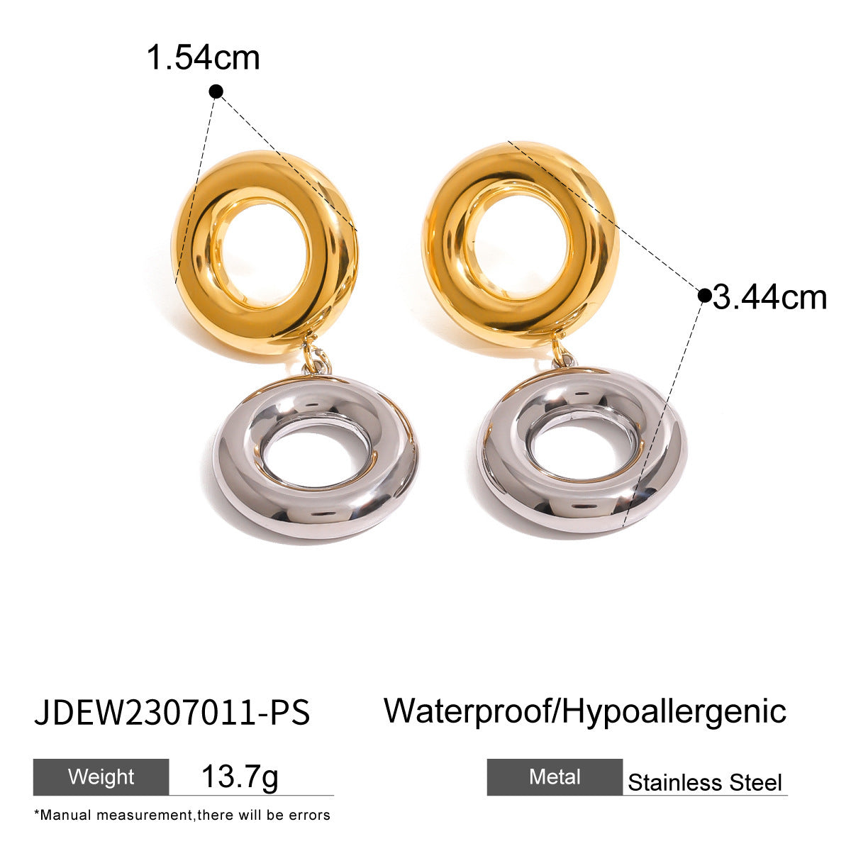Stainless Steel Gold And Silver Color Matching Hollow Out Pendant Earrings - FASHIONKULTUR