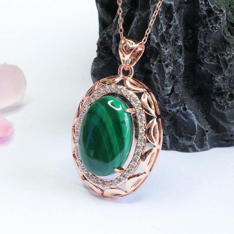 Natural Malachite Pigeon Egg Pendant Female Color Treasure Pendant Jewelry Accessories - FASHIONKULTUR