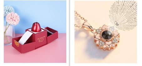 Hot Valentine's Day Gifts Metal Rose Jewelry Gift Box Necklace For Wedding Girlfriend Necklace Gifts - FASHIONKULTUR