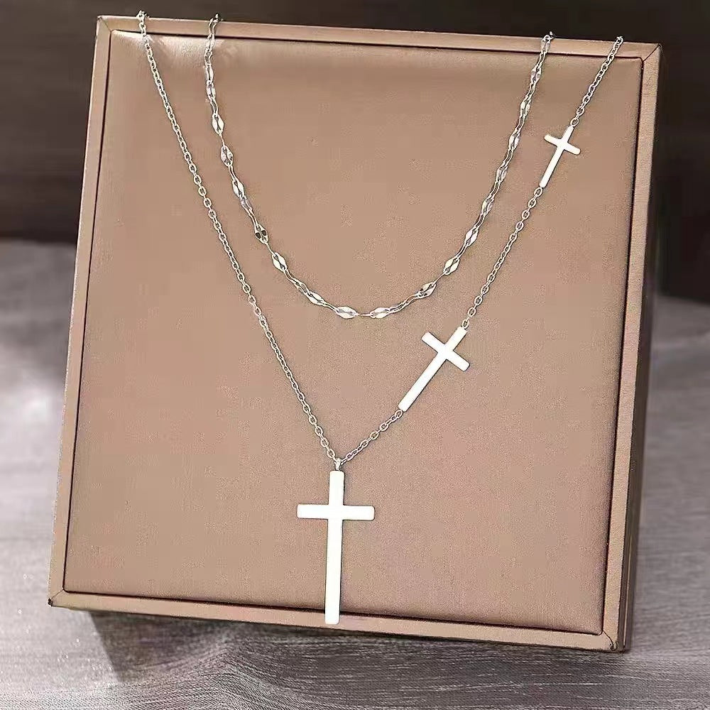 Women's All-match Double Layer Cross Necklace - FASHIONKULTUR
