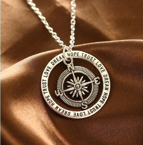 Love hope faith dream compass simple creative pendant valentine gift necklace - FASHIONKULTUR