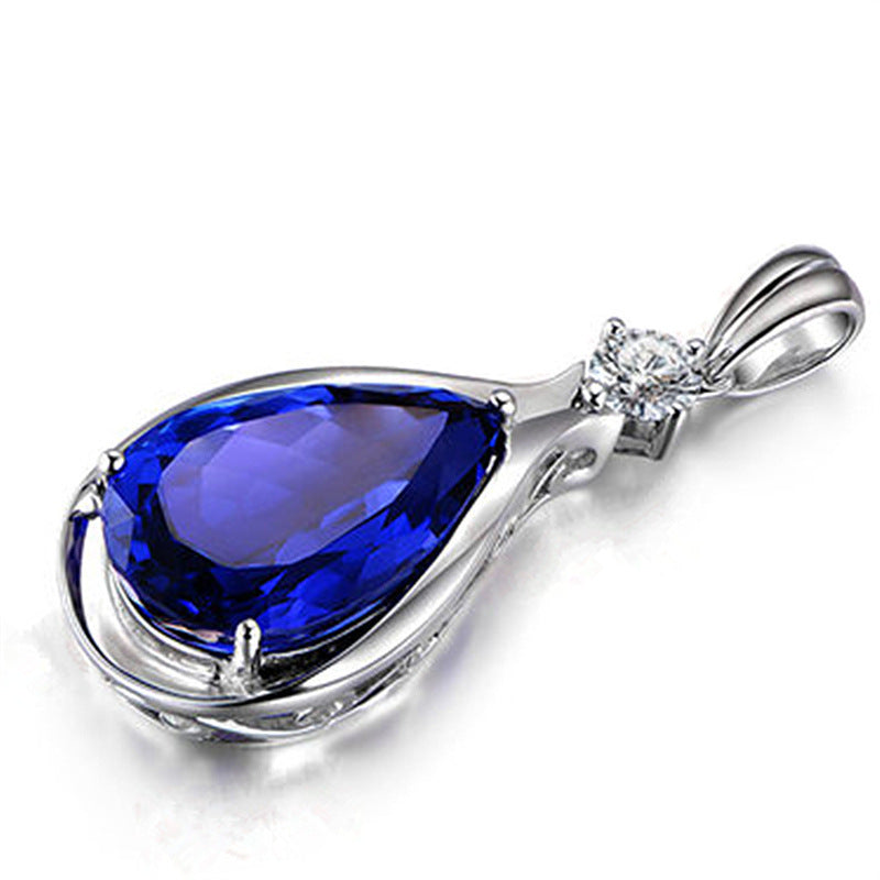 Angel Eyes Blue Crystal Sapphire Tanzanite Pendant Necklaces For Women Jewelry Bijoux Party Fashion Gifts - FASHIONKULTUR