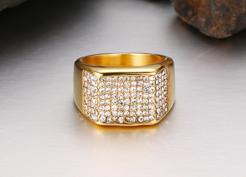 Titanium steel diamond men's ring - FASHIONKULTUR