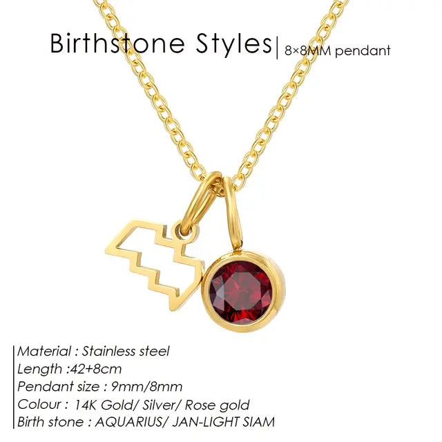Birthstone Constellation Double Pendant Necklace - FASHIONKULTUR