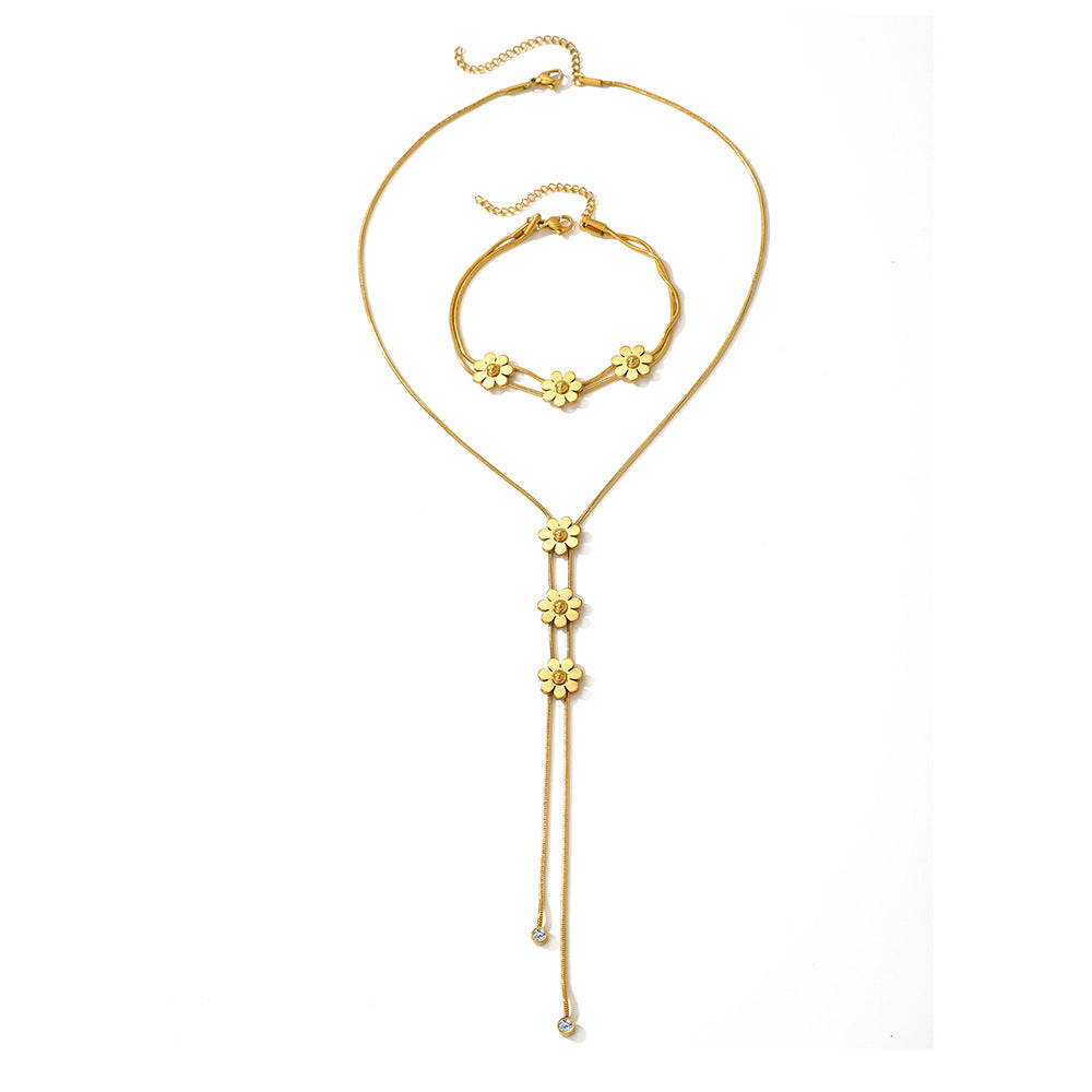 Three-dimensional Lock Snake Necklace Two-piece Set - FASHIONKULTUR