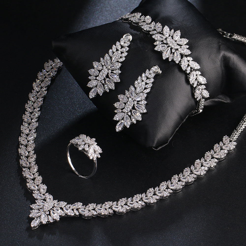 Zircon Bridal Tassel Jewelry Earring Set - FASHIONKULTUR
