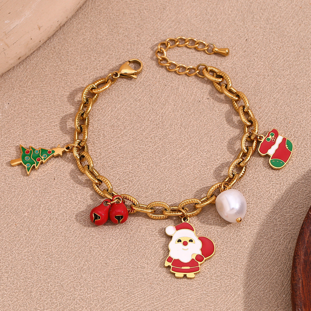 O-shaped Chain Cute Cartoon Santa Claus Socks Bracelet - FASHIONKULTUR