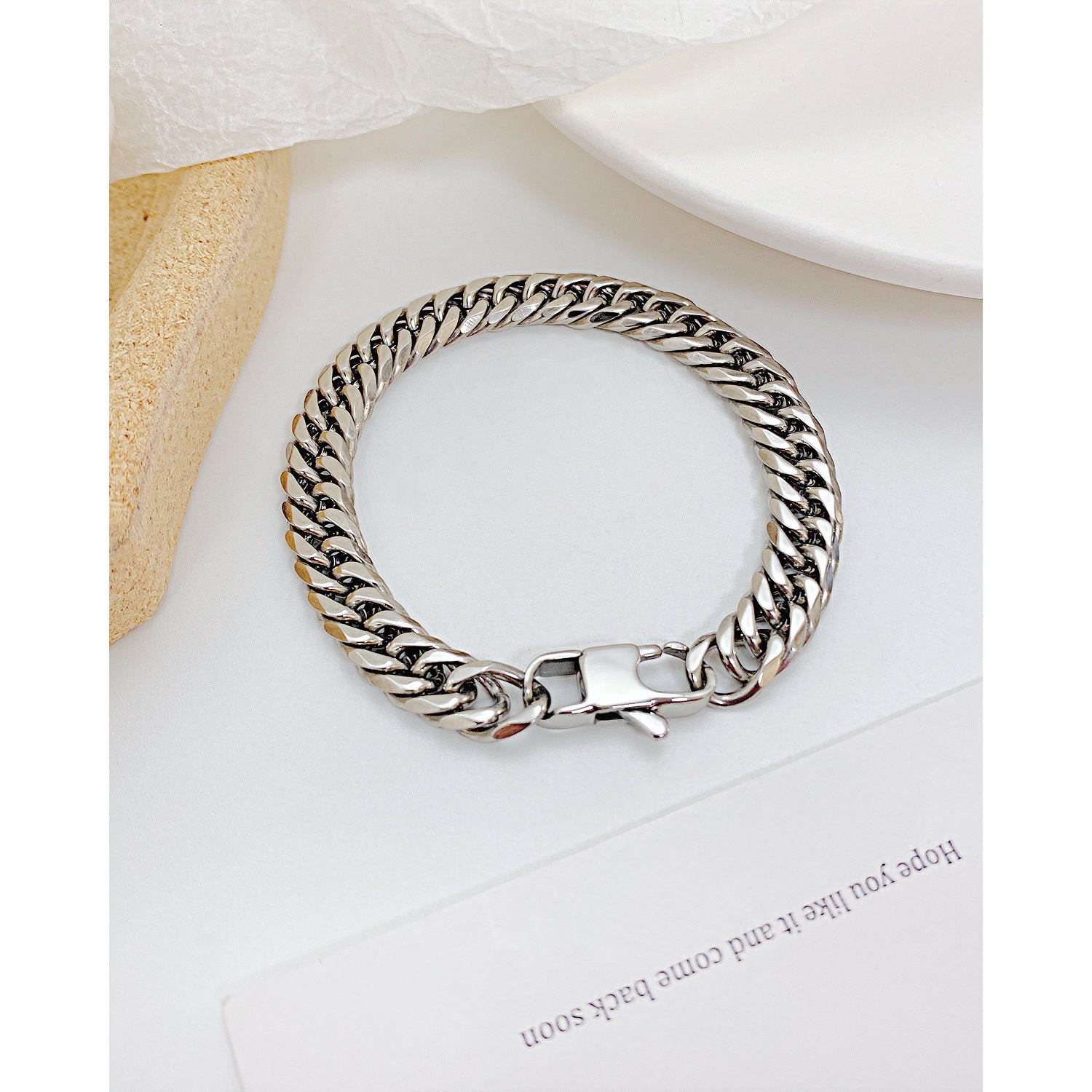 Hip Hop Cuban Link Chain Titanium Steel Bracelet Men - FASHIONKULTUR
